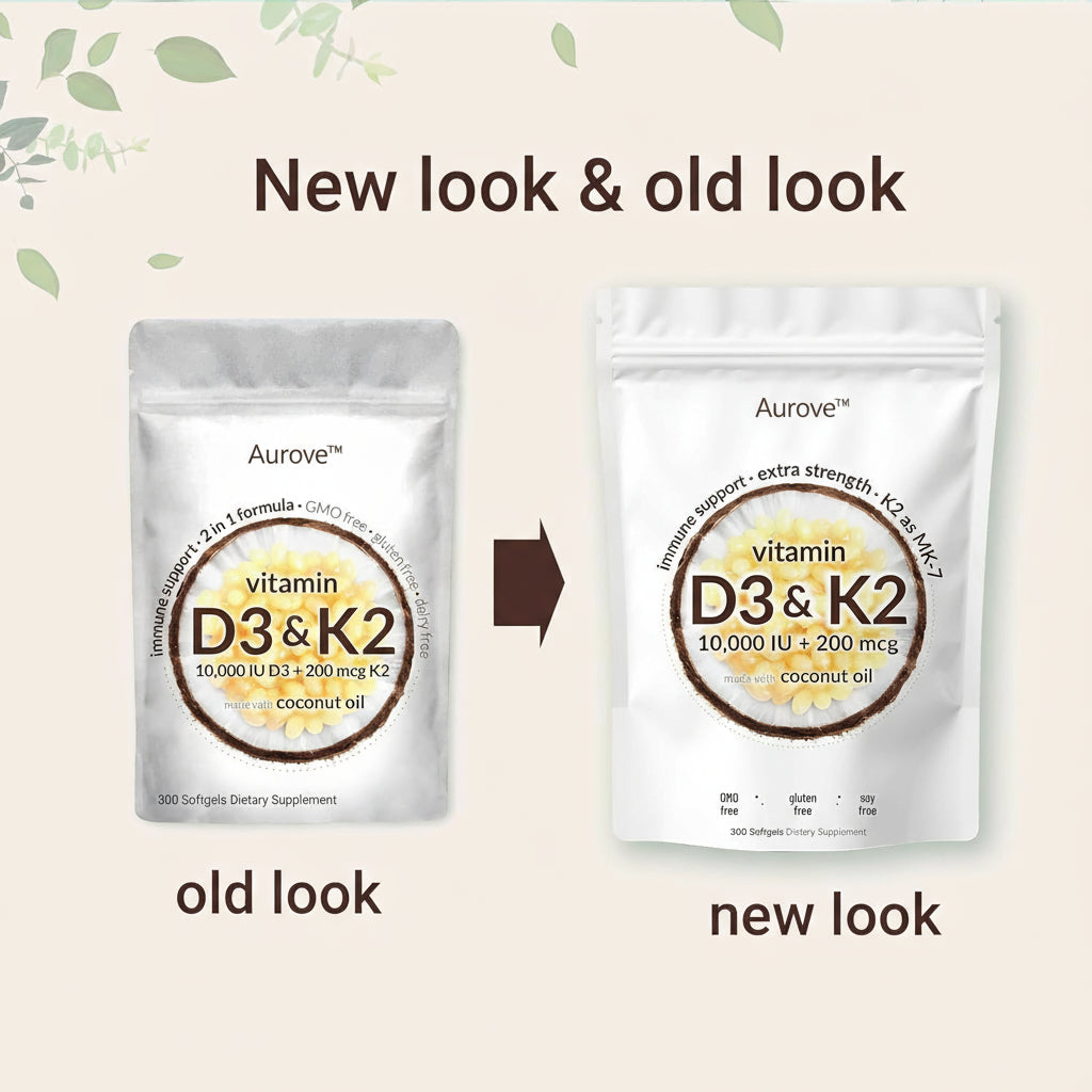 Aurove™ Vitamin D3 & K2 Supplement Softgels