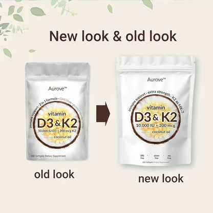Aurove™ Vitamin D3 & K2 Supplement Softgels