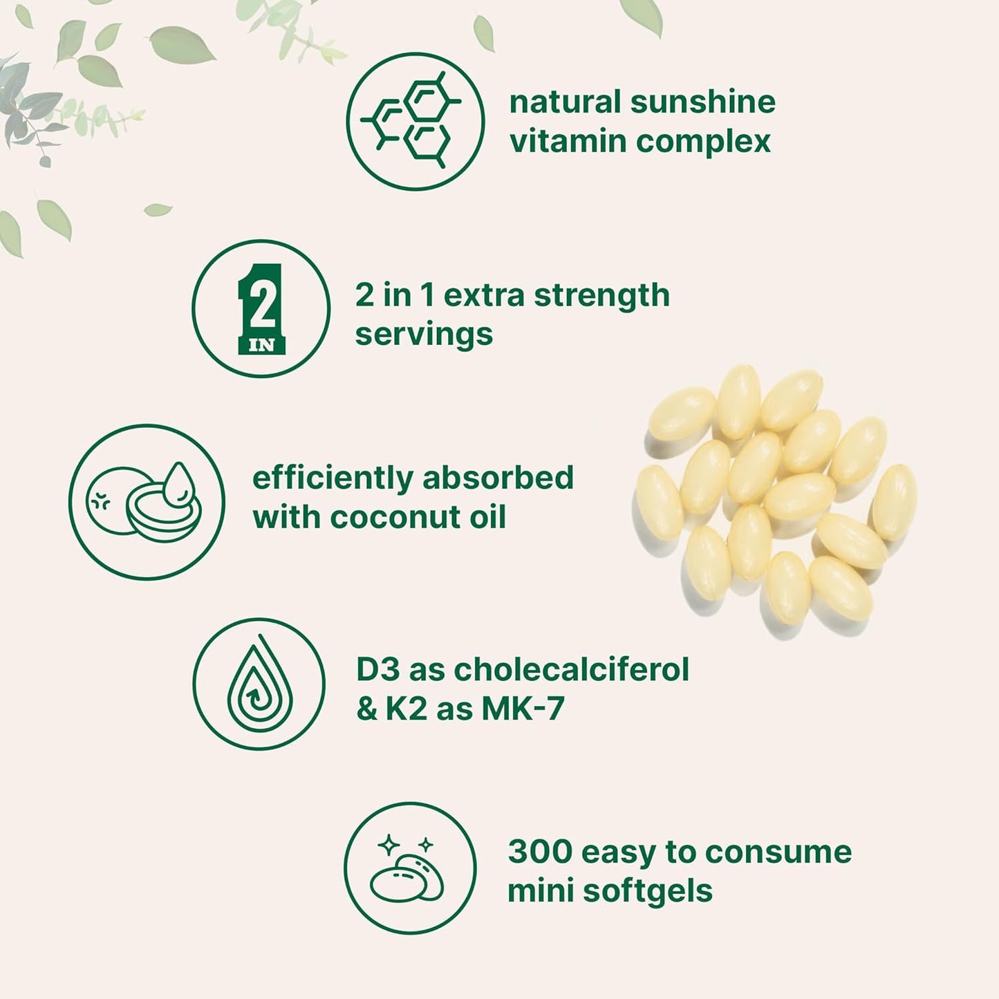 Aurove™ Vitamin D3 & K2 Supplement Softgels