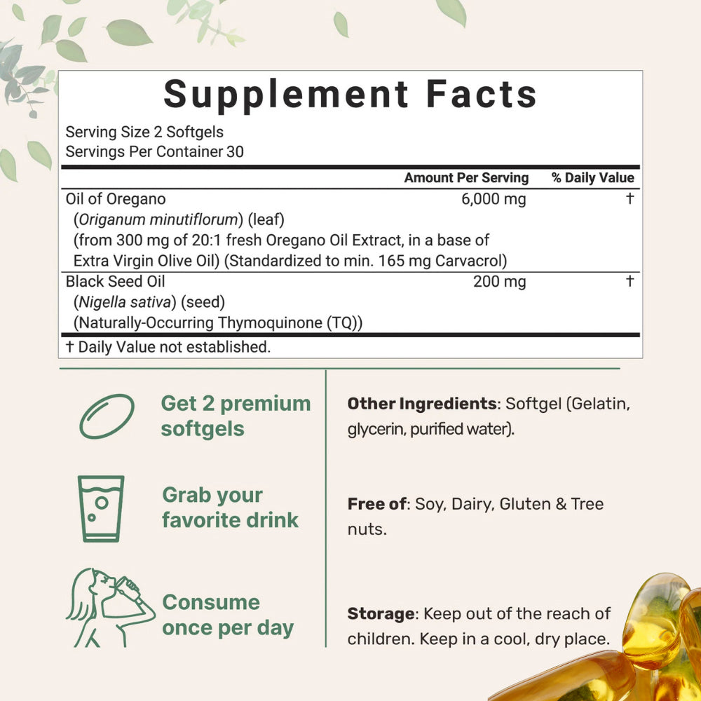 Aurove Oil of Oregano with Black Seed Oil